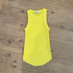 Zara Yellow Ribbed Tank Top